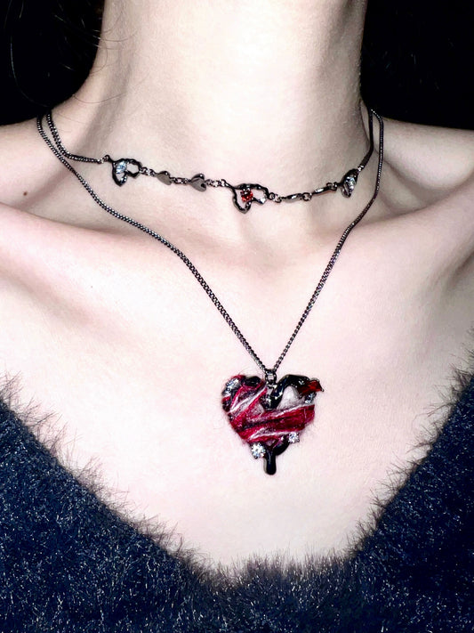 "Imprisoned Heart" Double-layer Necklace