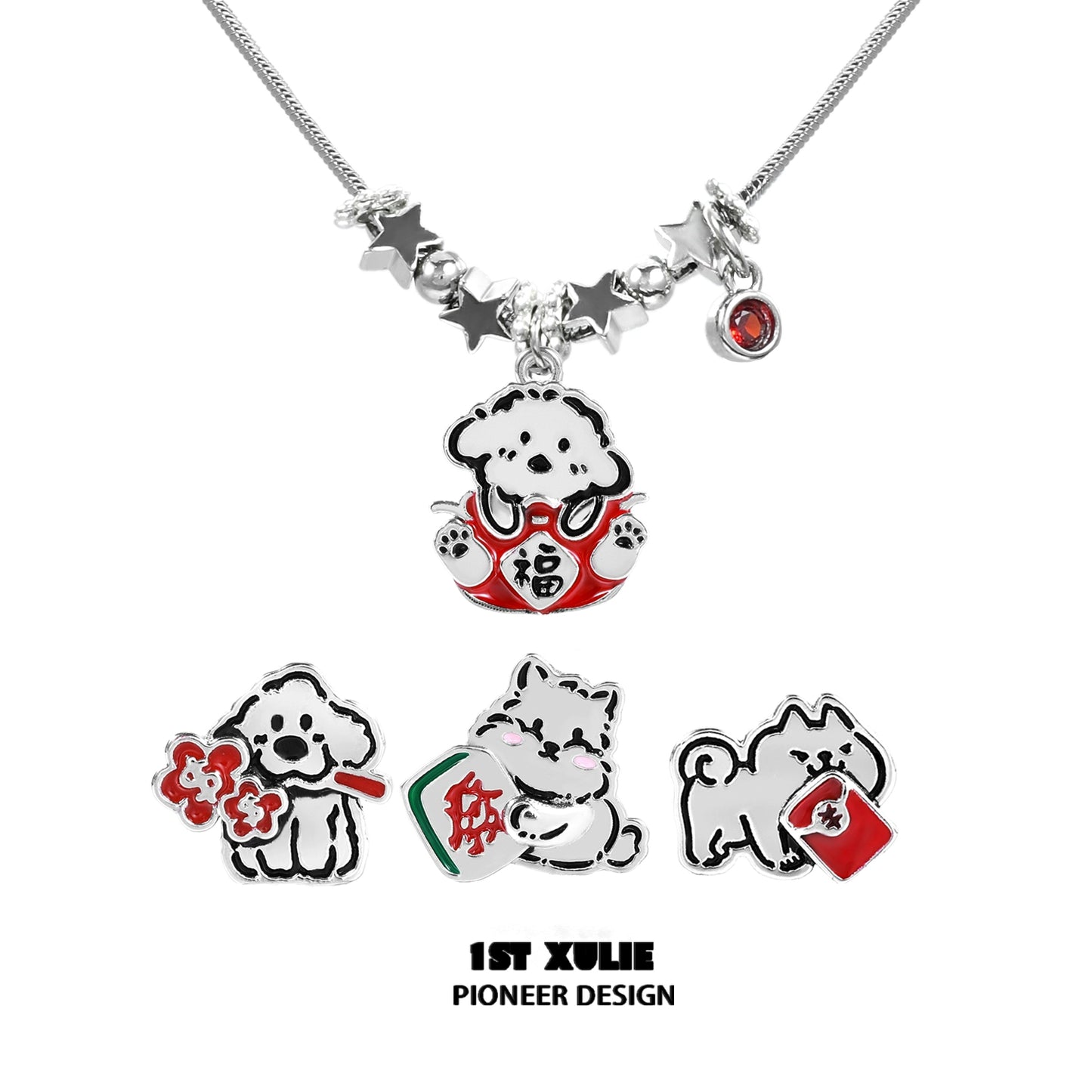 Y2K Happy Pup Pendant Necklace