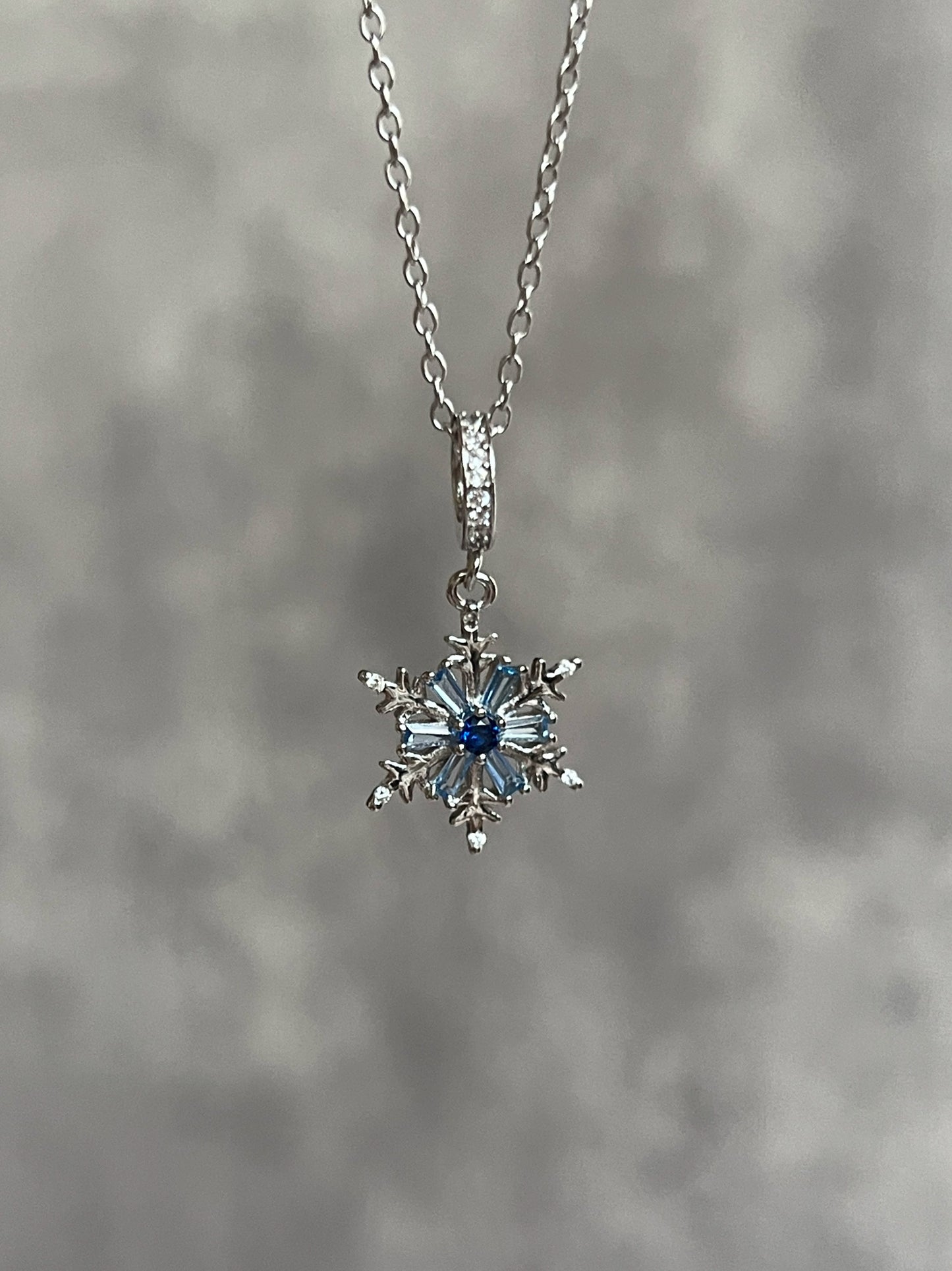 "Ice Snow" Blue Snowflake Necklace