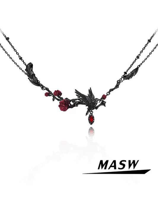 Rose Raven Clavicle Necklace