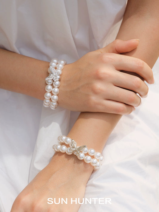 Lace Butterfly Pearl Bracelet