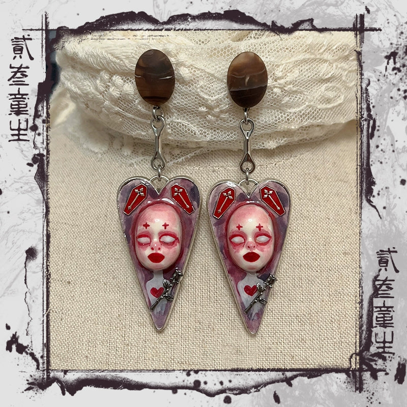 Earrings & Ear Cuffs - Original Design Pink Love Earrings Sweet Cool Girly Dopamine Doll Sweet Cool Earrings Ear Clips