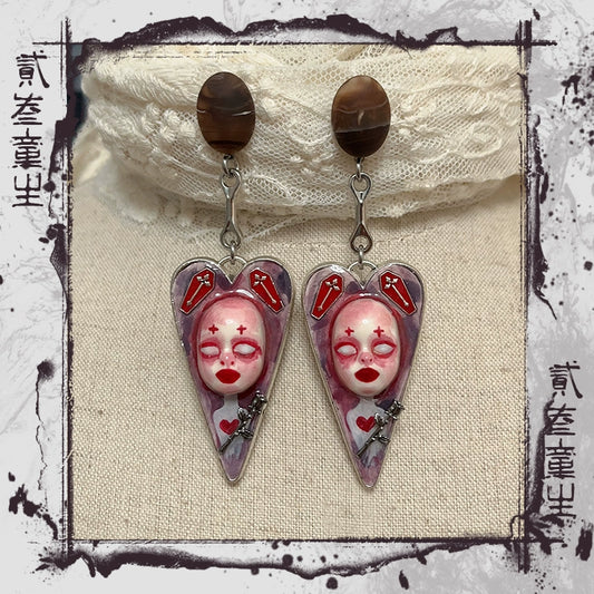 Earrings & Ear Cuffs - Original Design Pink Love Earrings Sweet Cool Girly Dopamine Doll Sweet Cool Earrings Ear Clips