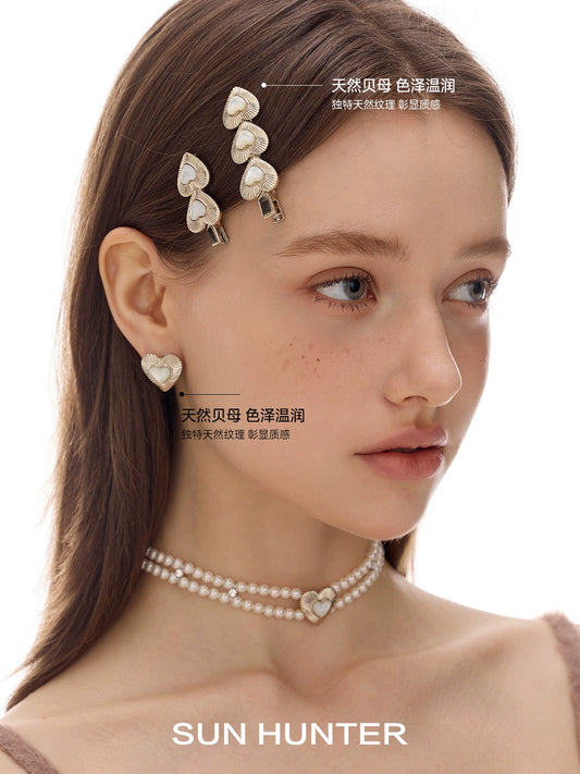 Vintage Heart Fritillary Stud Earrings