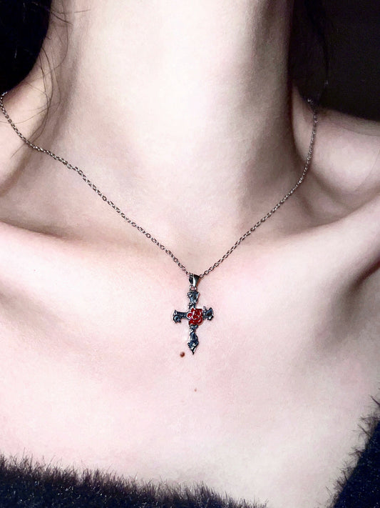"Thorns Rose" Cross Necklace