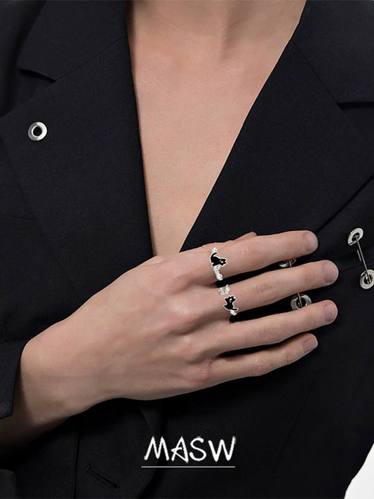 Black Cat Pearl Ring