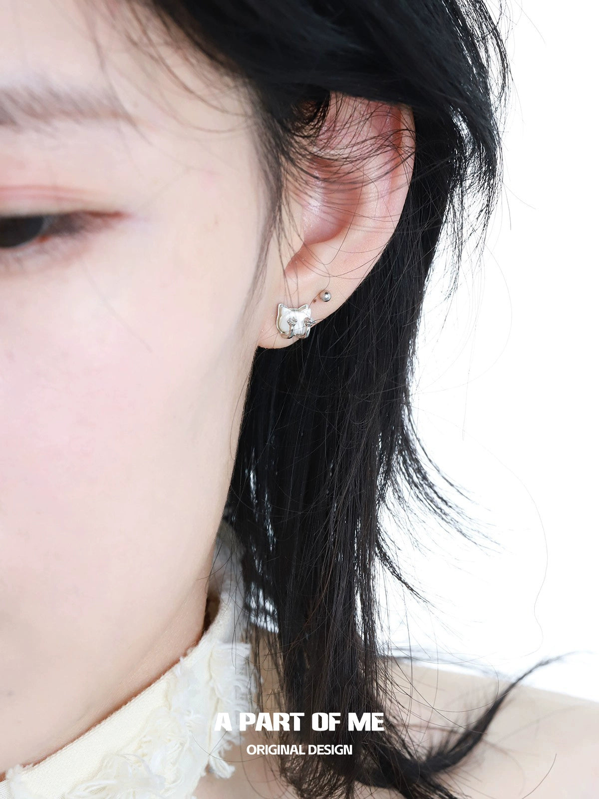 Lively Cat Ear Silver Earrings