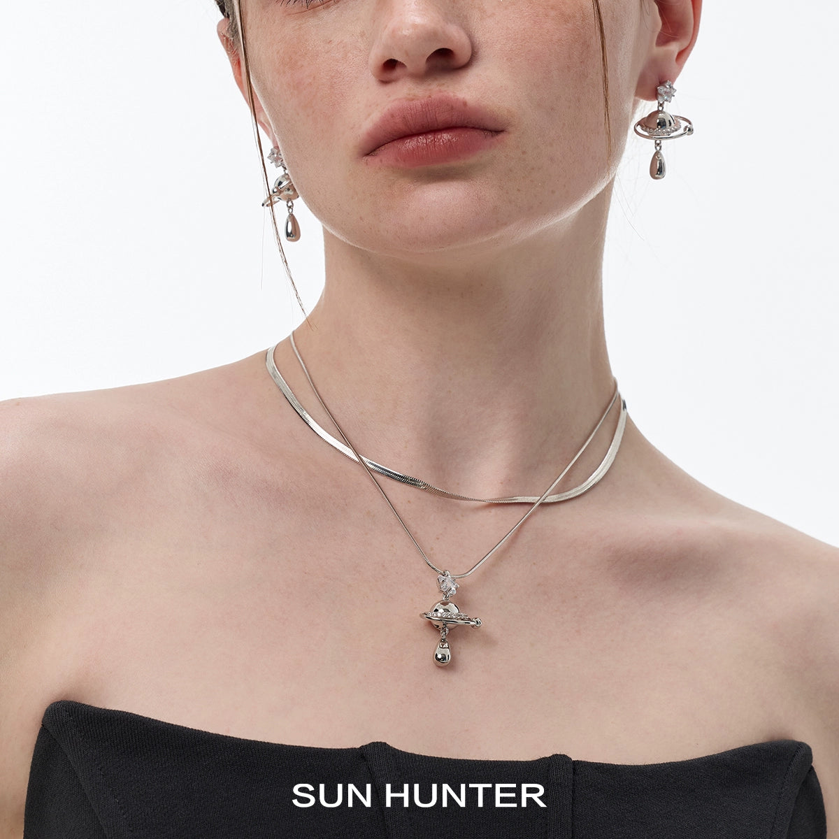 Universe Planet Silver Necklace