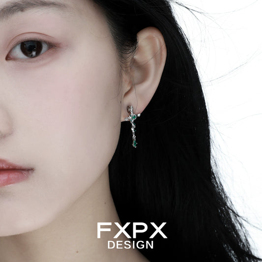 Y2K Court Girl Snake Cross Earrings