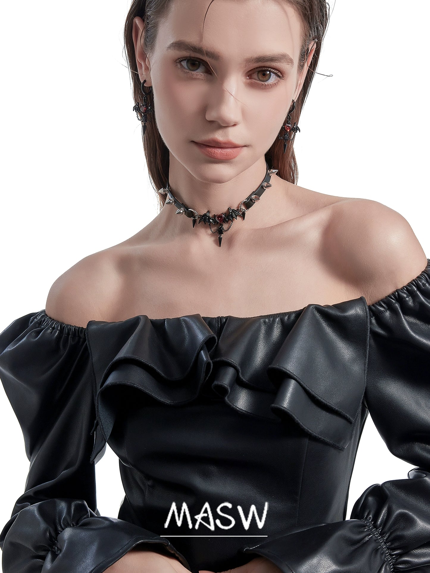 Demon Wings Leather Choker