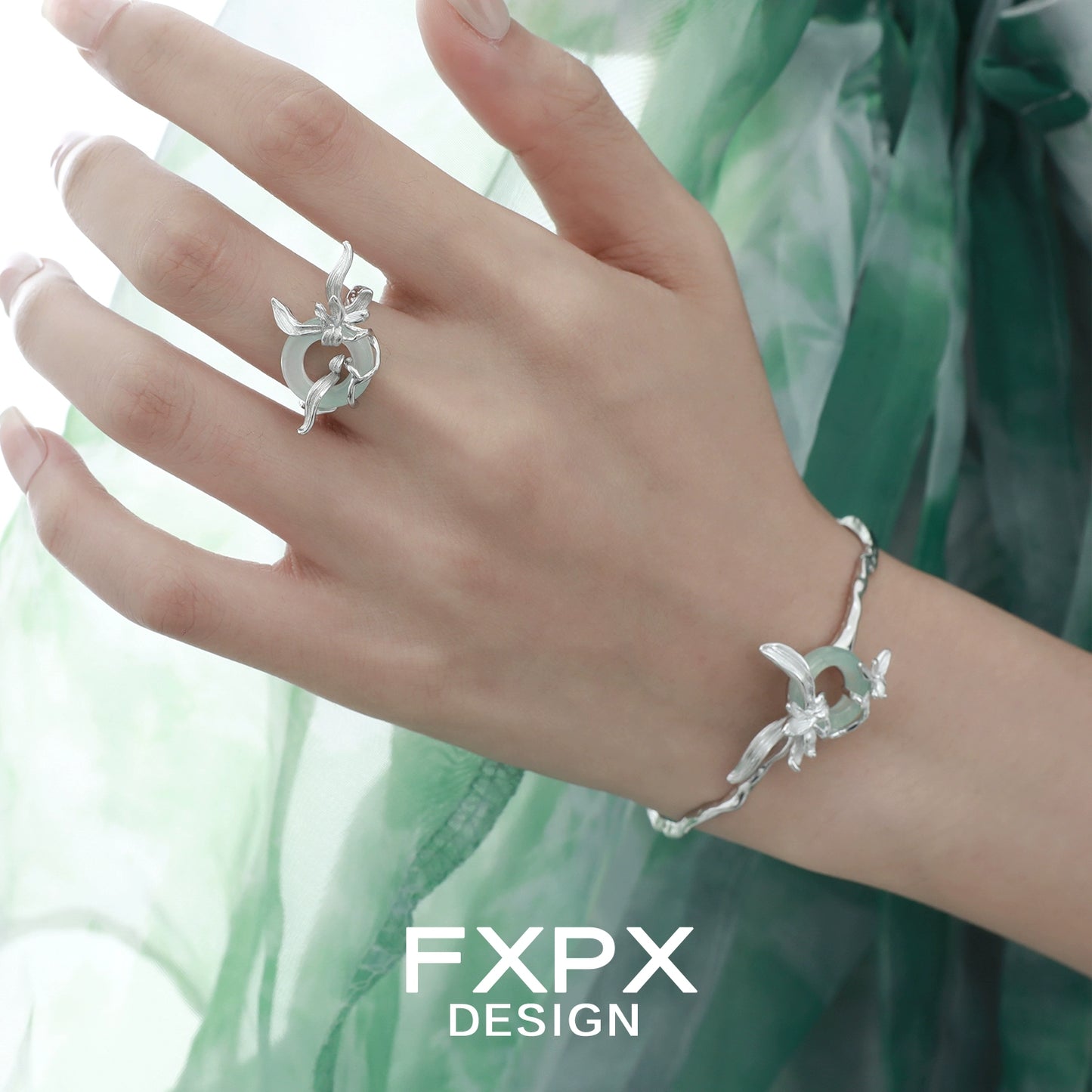 Spring Iris Silver Bracelet