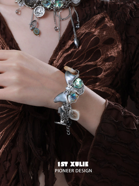 Retro Punk Butterfly Button Bracelet