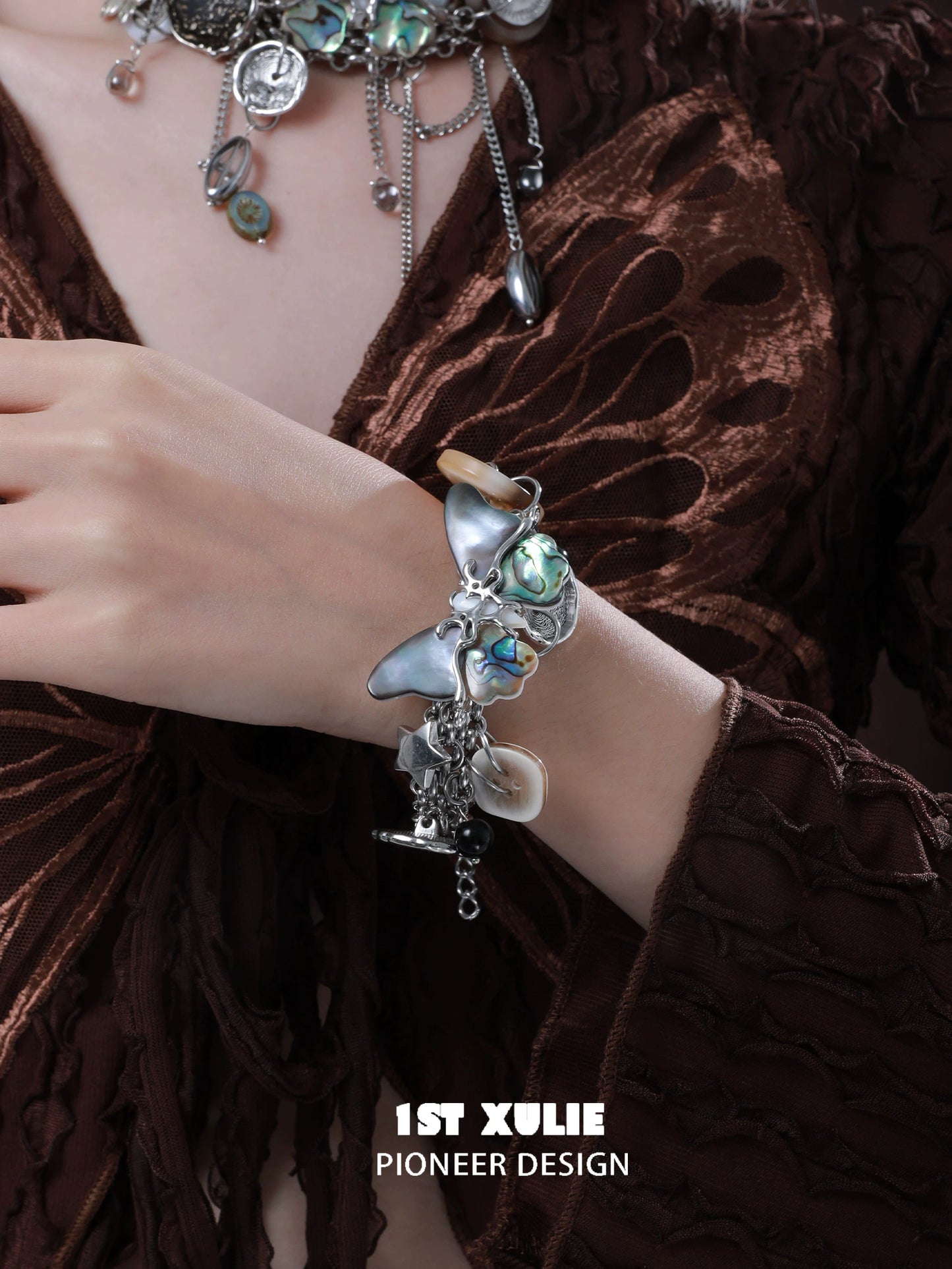 Retro Punk Butterfly Button Bracelet