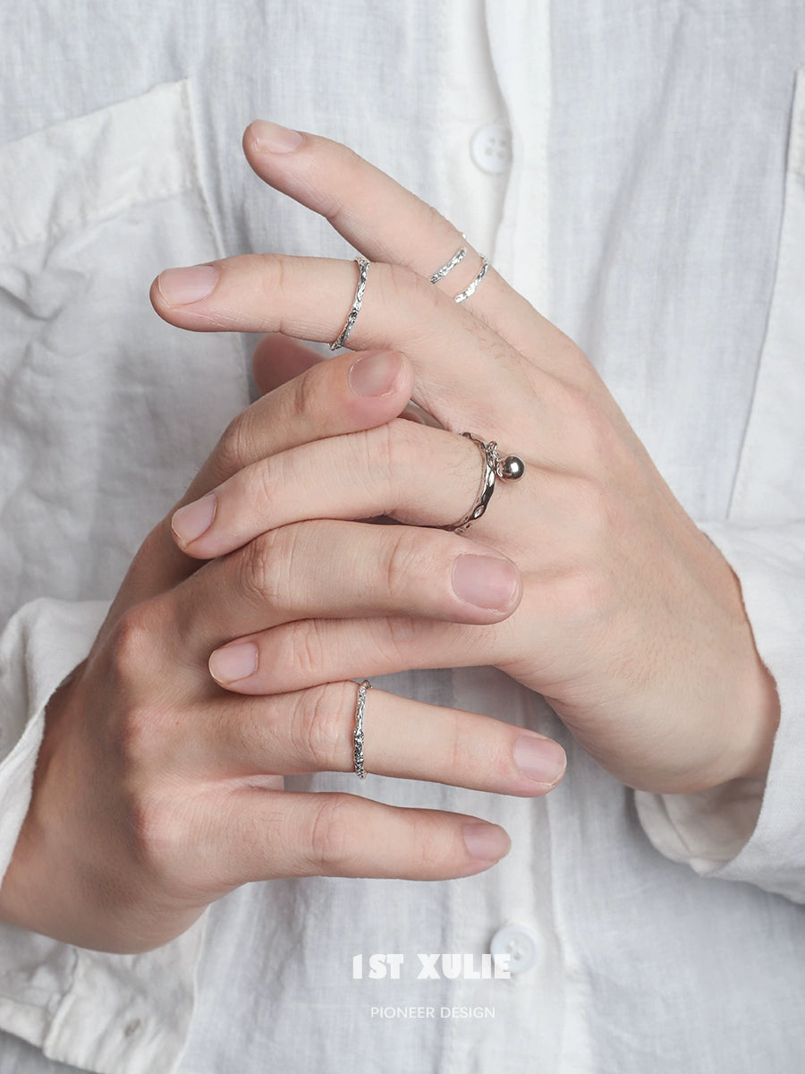 Minimalist Tinfoil Texture Silver Ring