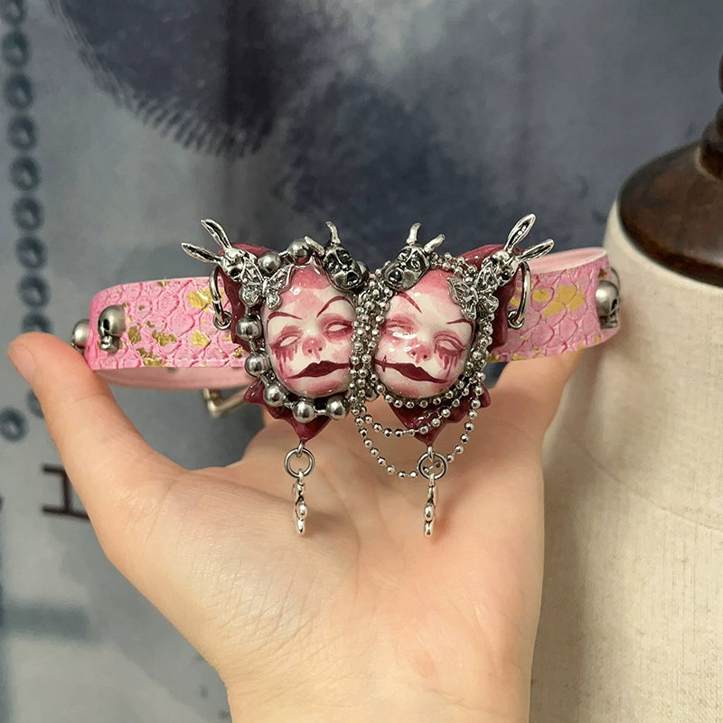 Choker-Ersan Tongsheng original Chinese punk niche design collarbone chain choker neck chain retro doll dark necklace