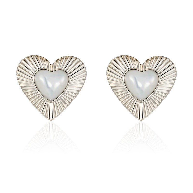 Vintage Heart Fritillary Stud Earrings