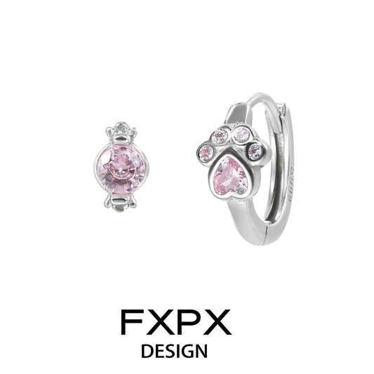 Pink Candy Cat Paw Earrings