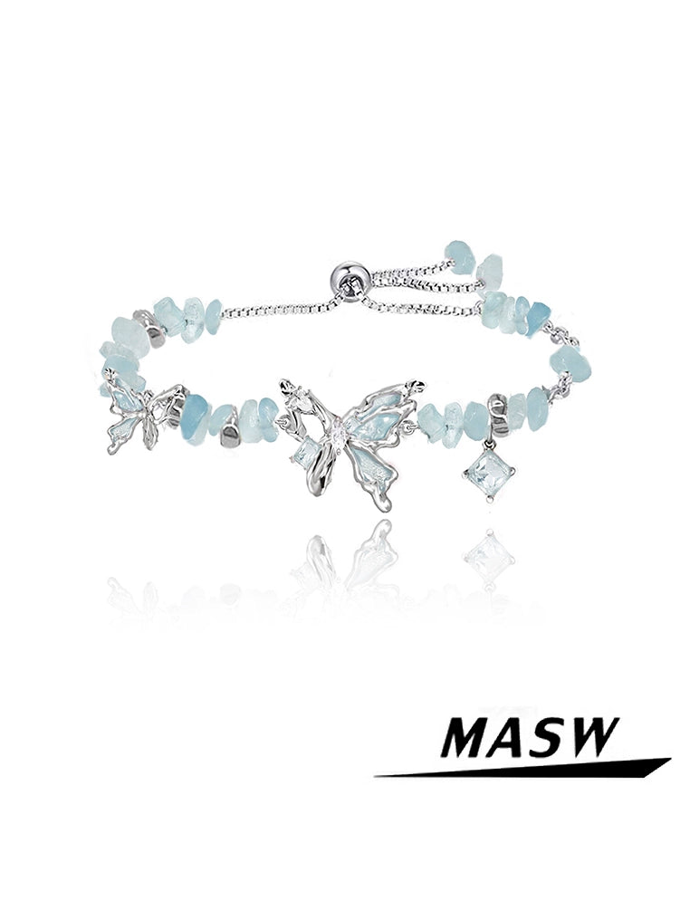 Oil-Paint Butterfly Bead Bracelet