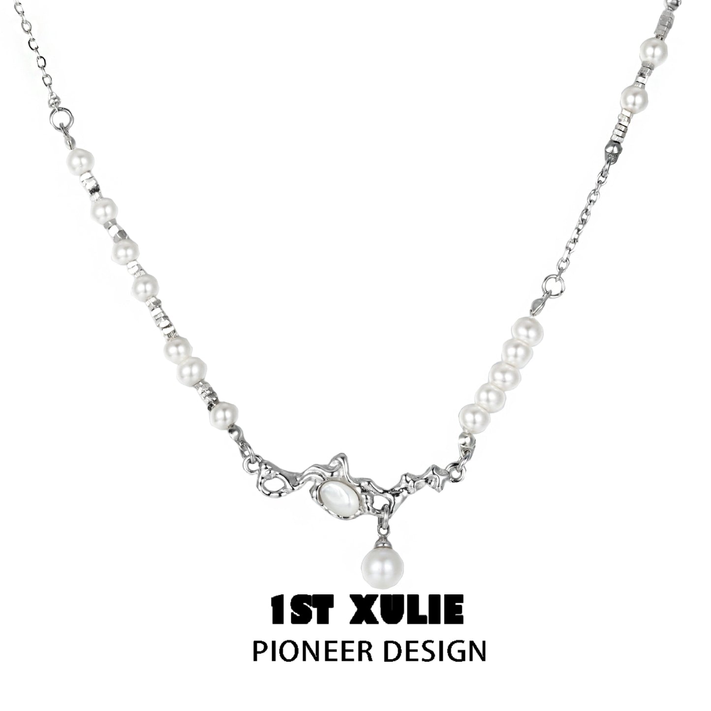 Elegant Crushed Silver Pearl Necklace