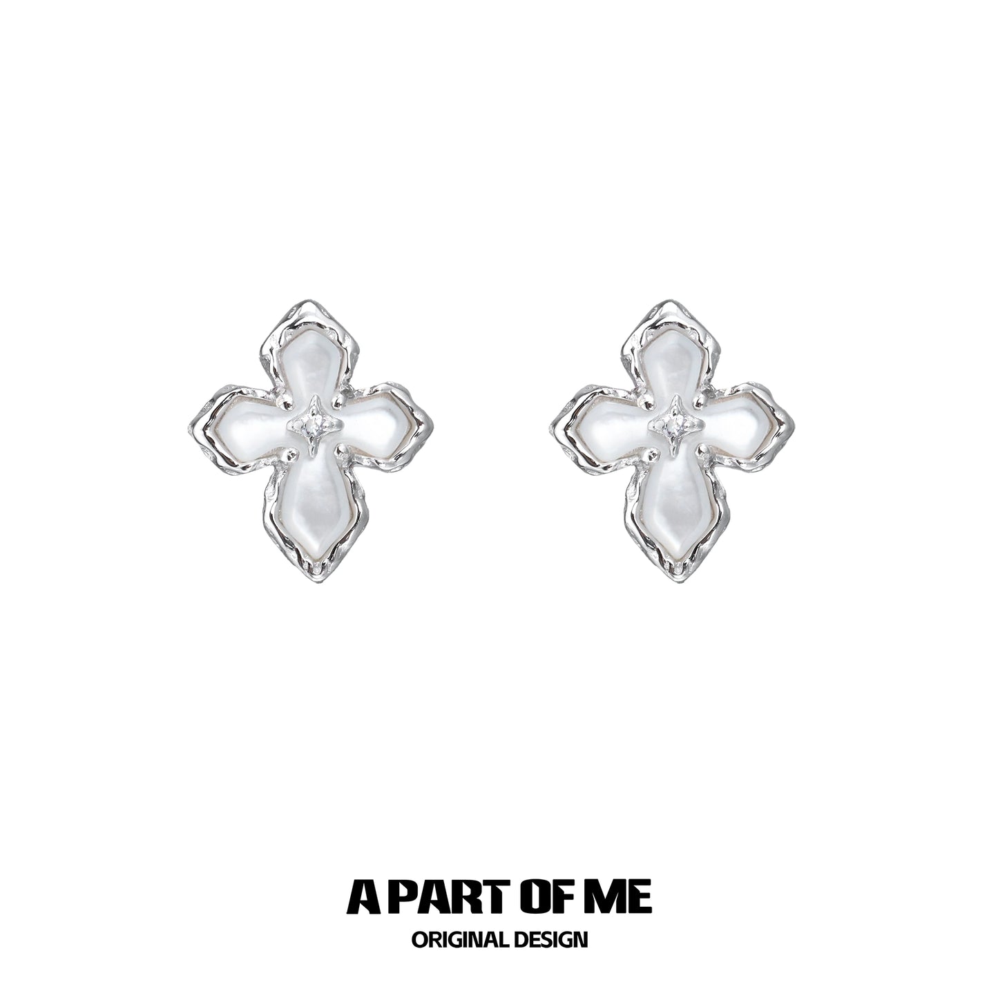 Stigmata Cross Silver Earrings