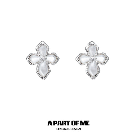 Stigmata Cross Silver Earrings