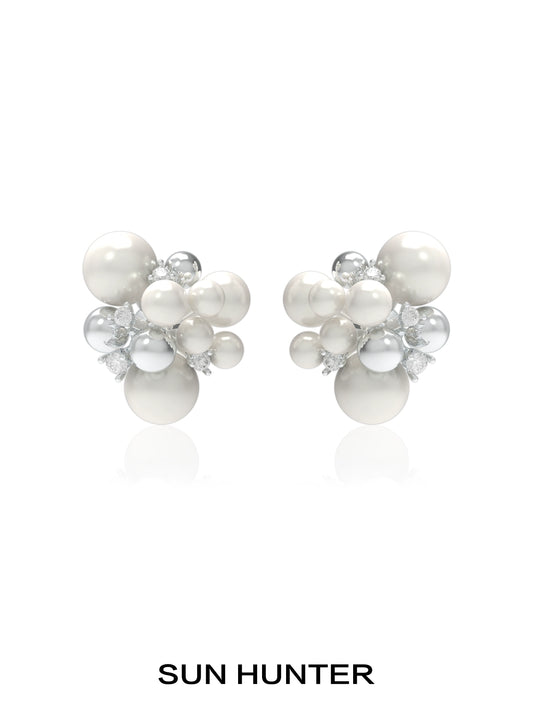 Explosive Pearl Zircon Earrings