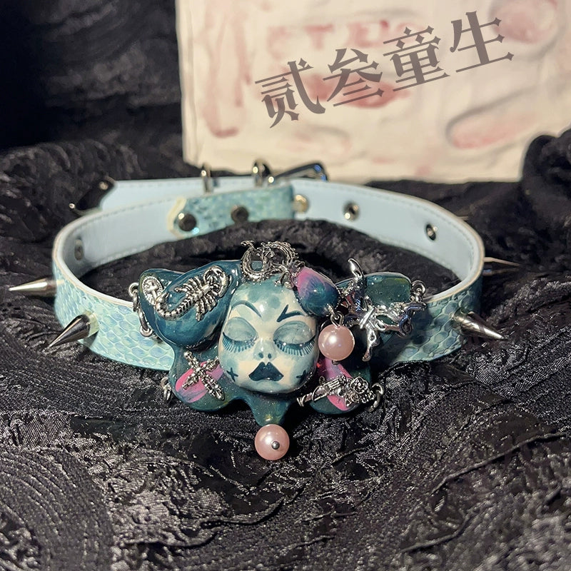 Choker-Ersan Tongsheng Original Niche Handmade Gothpunk Diablo Collar Original Design Collar Gift Design