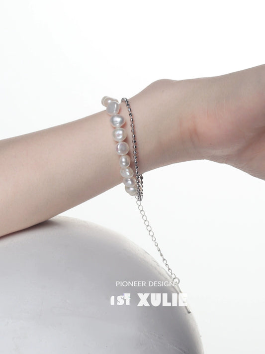 Baroque Twilight Pearl Silver Bracelet