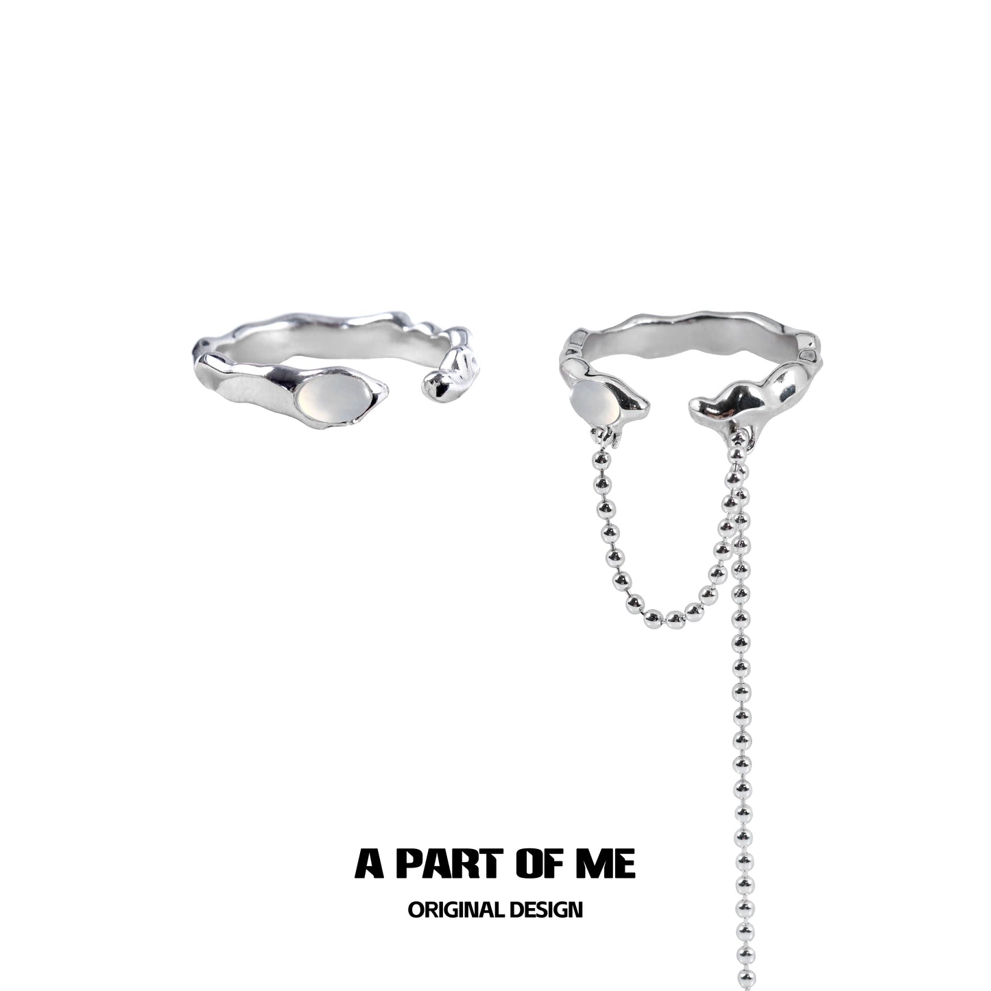 Simple Agate Link Silver Ring