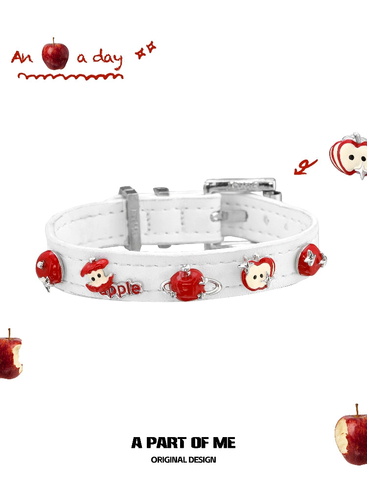 Apple Planet White Leather Bracelet