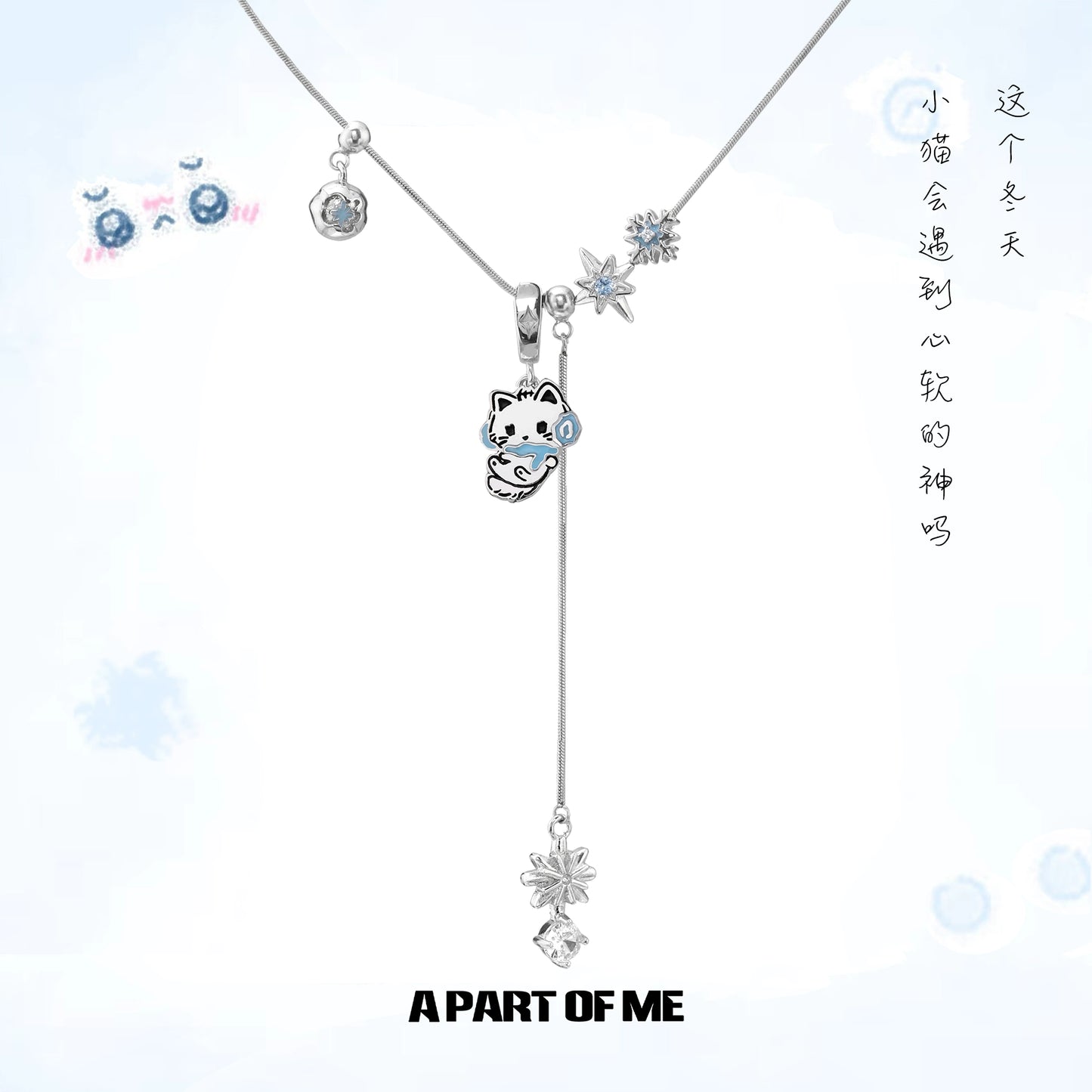Snowflake Cat Pendant Necklace