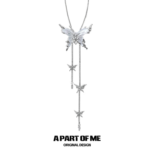 Shattered White Butterfly Necklace
