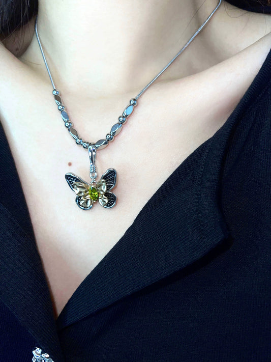 "Dead Leaf Butterfly" Zircon Necklace