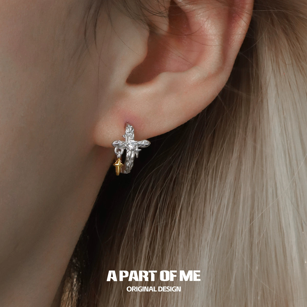 Luminous Cross Silver Earrings