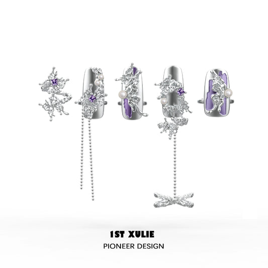 Cool Purple Butterfly Nail Rings