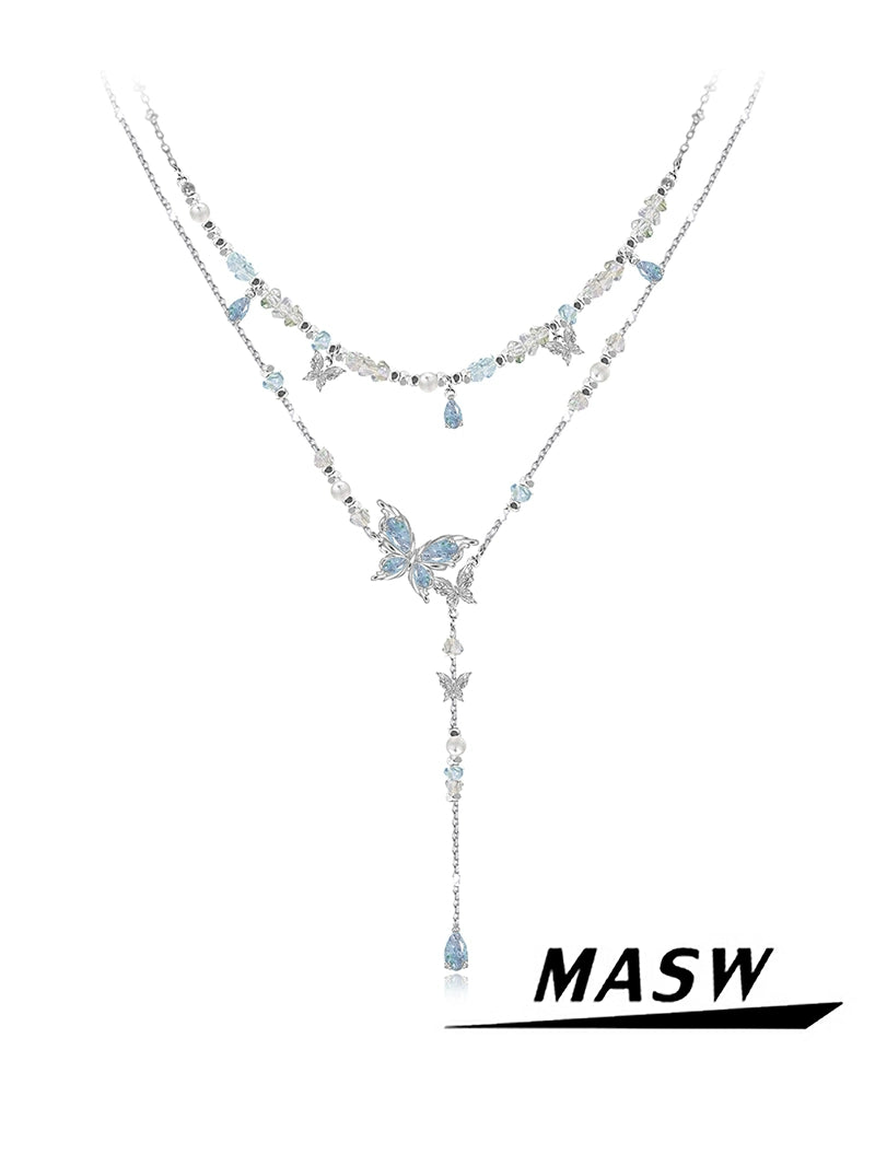 Crushed Butterfly Clavicle Necklace