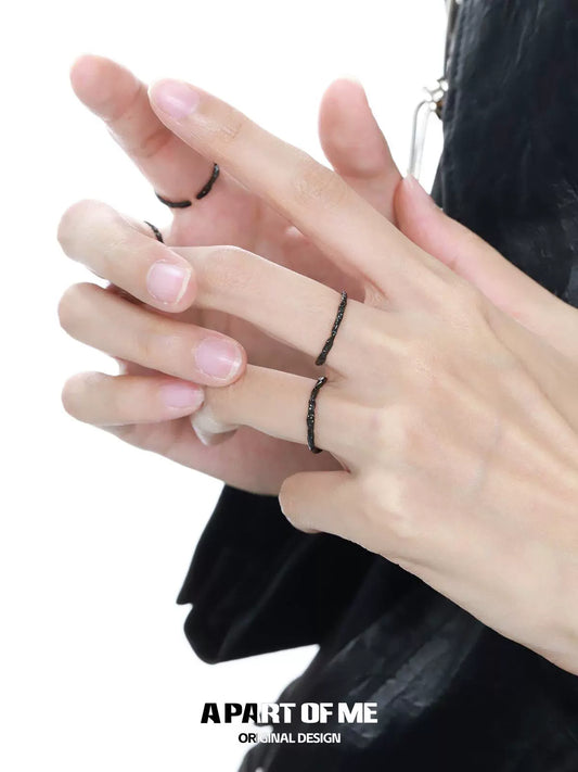 Black Minimal Texture Ring