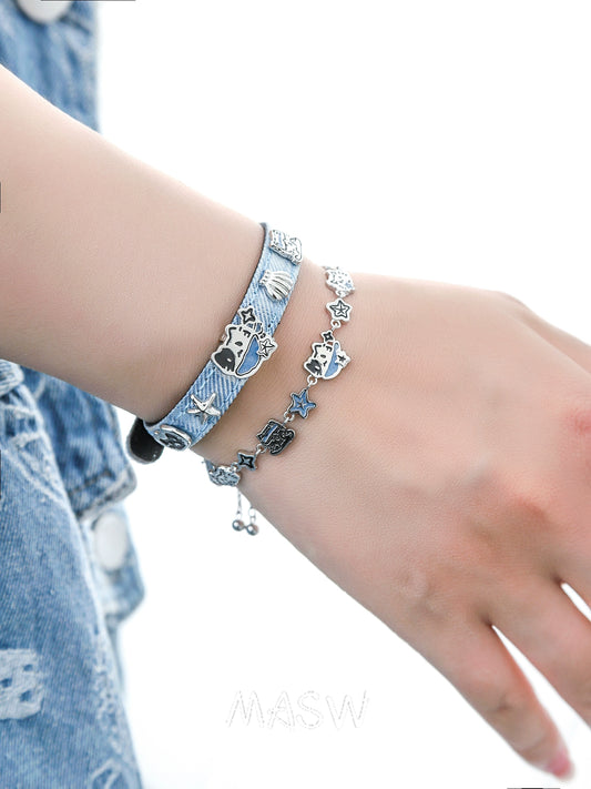 Whimsical Cat Shell Bracelet