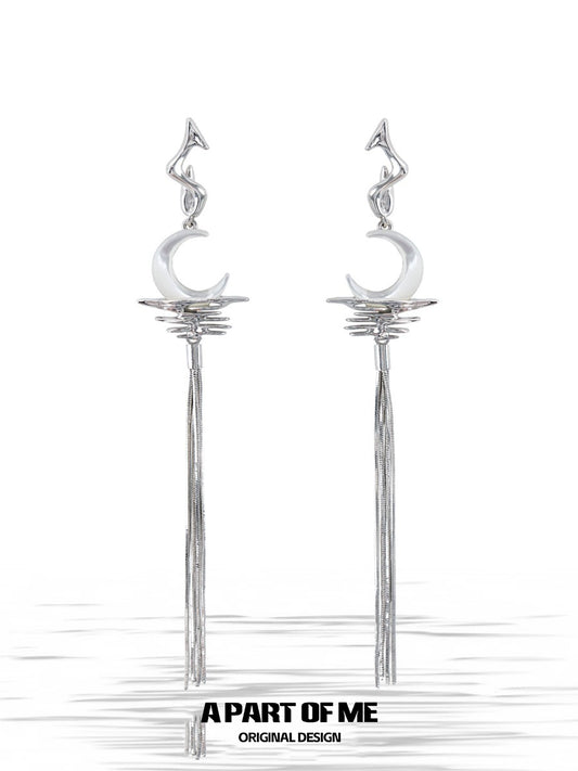Frosted Moon Fringe Earrings