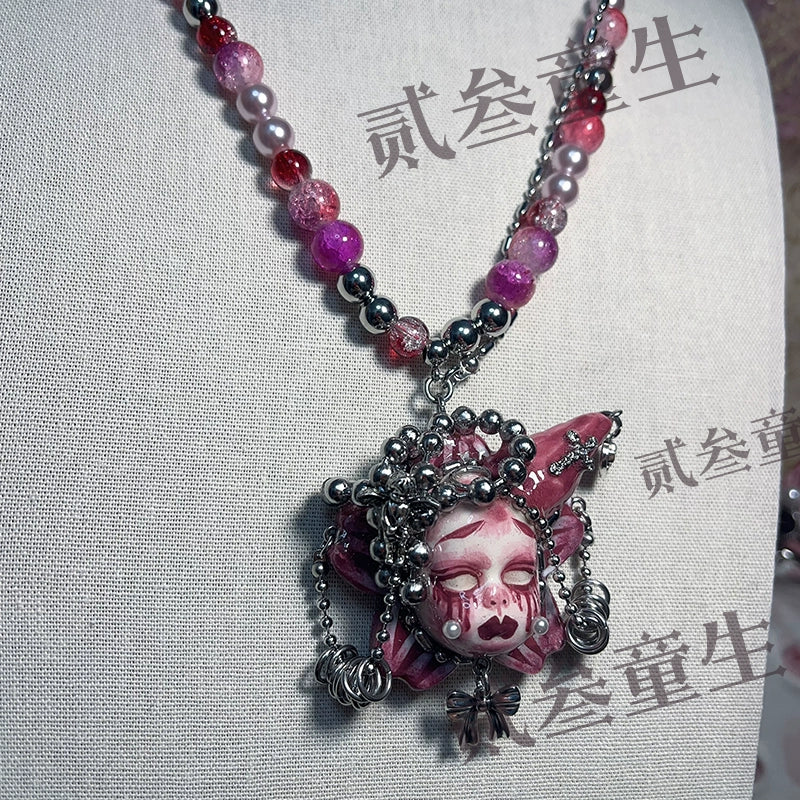 Necklaces-Ersan Tongsheng Original Handmade Necklace Spice Girl Sweet Cool Futuristic Subculture Niche High-end Light Luxury Heavy Industry Tide