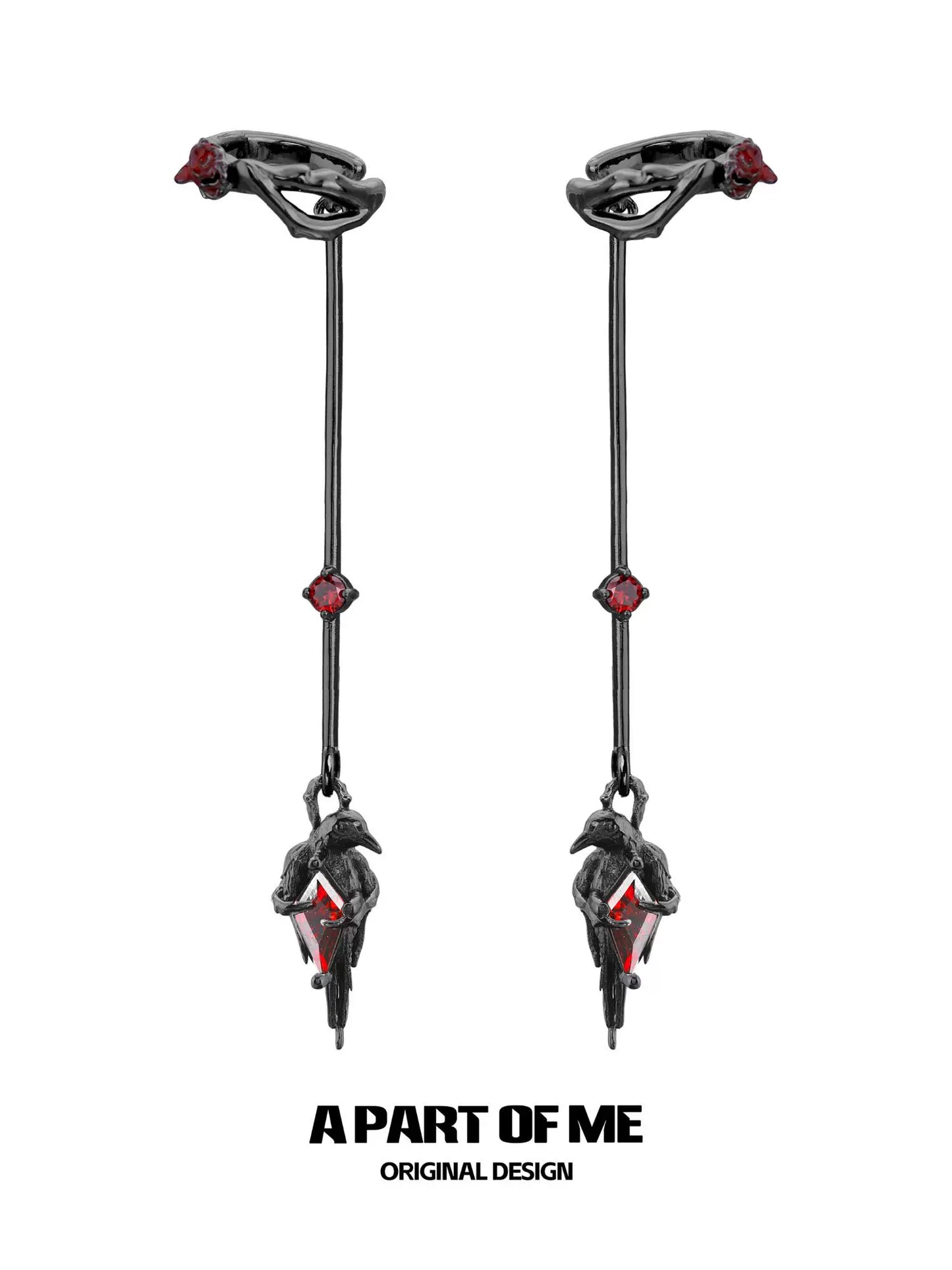 Raven Gem Ear Clips