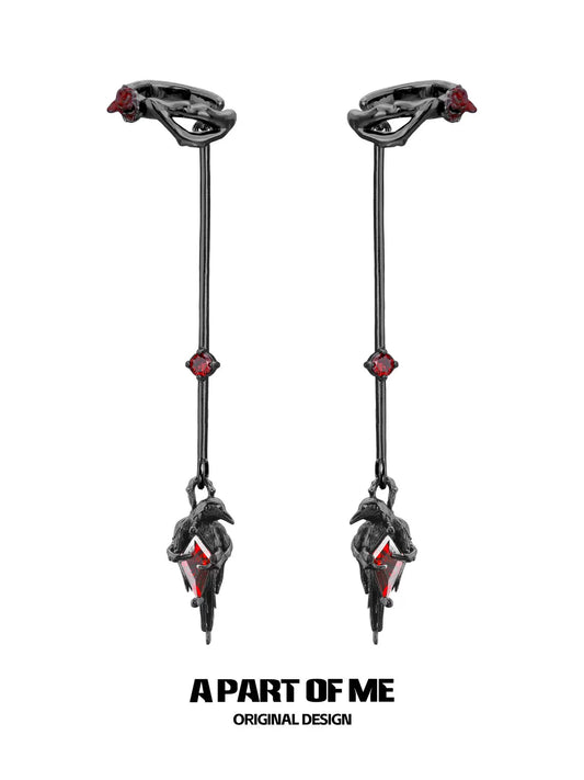 Raven Gem Ear Clips