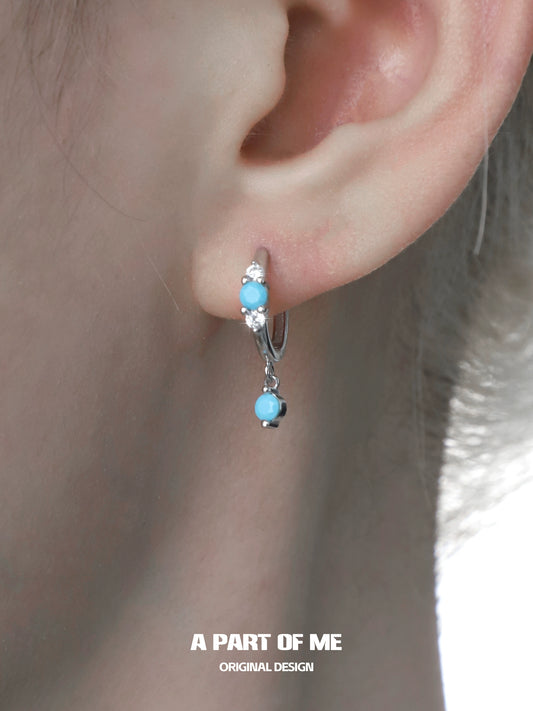 Snow Vein Turquoise Hoops Earrings