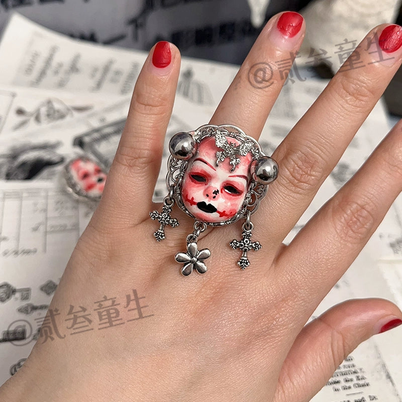 Rings-Ersan Tongsheng Original Niche Design Advanced Sense Dark Sweet Cool Opening Couple Ring Ghost Horse Funny Baby Ring