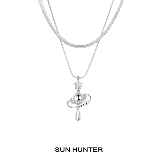 Universe Planet Silver Necklace