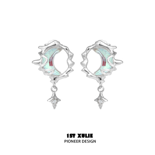 Blue Moonlit Silver Earrings