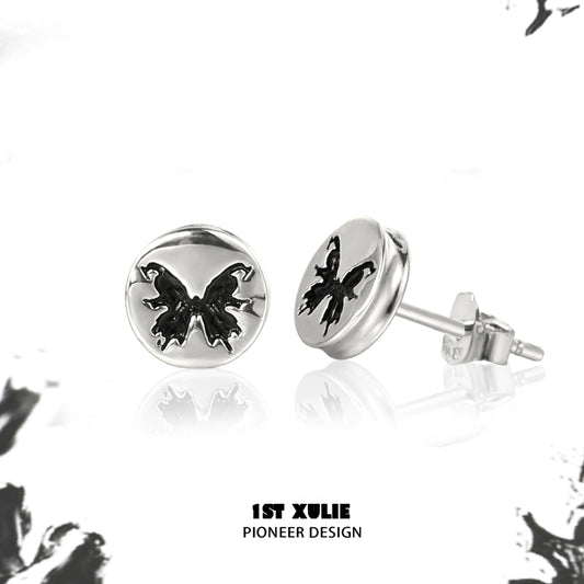 Dark Gothic Butterfly Ear Studs