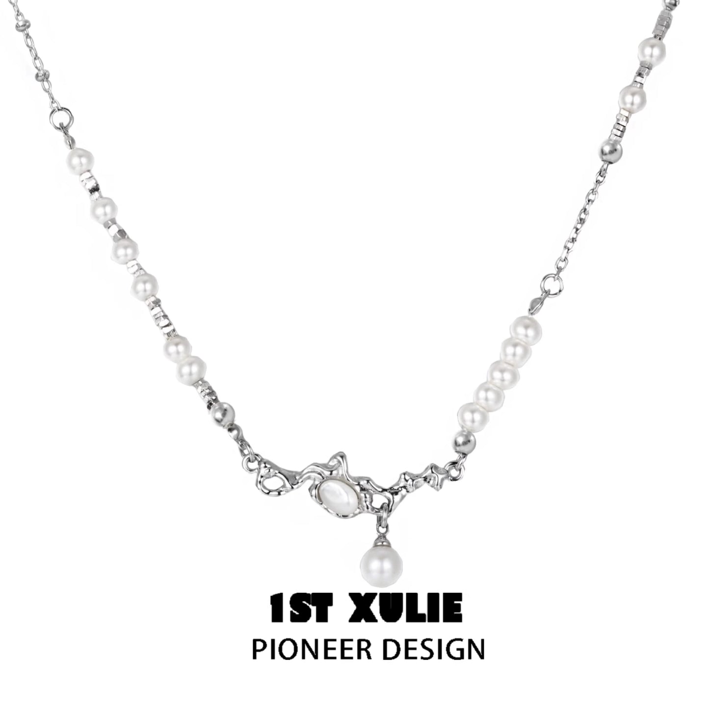 Elegant Crushed Silver Pearl Necklace