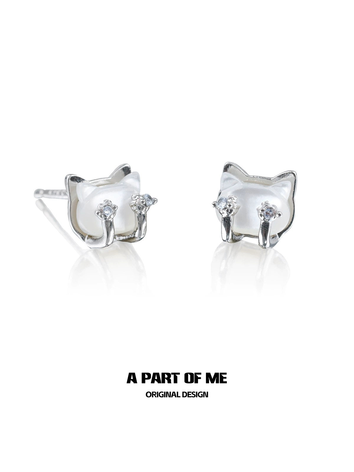 Lively Cat Ear Silver Earrings