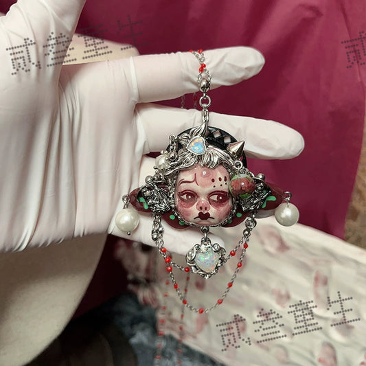 Necklaces-Ersan Tongsheng Original Heavy Industry Long Beaded Fun Brooch Necklace Dual-purpose Round Bead Necklace Same for Men and Women